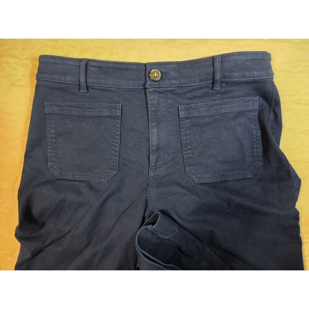 LOFT Palmer Wide Leg High Rise Pants W Patch Pockets Navy Blue 6 (30x31.5) - Picture 9 of 9